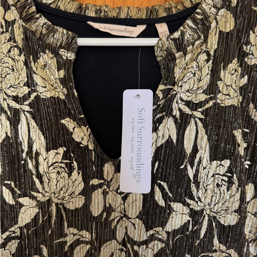Soft Surroundings Black and Gold Floral Dress - Picture 4 of 11